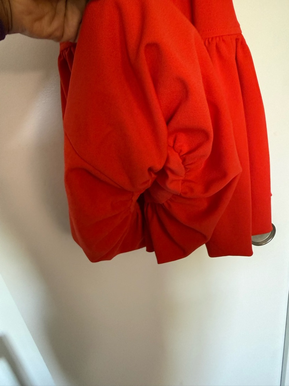 Maison Tara Red Sleeveless Belted Bubble-Hem Mini Dress - Picture 3 of 4